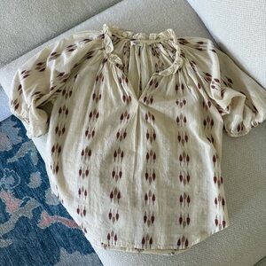 Dylan Beige and Rust Patterned Blouse